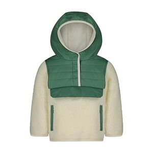 London Fog Sherpa Fleece Hoodie – Green & Cream Pullover Size 2T